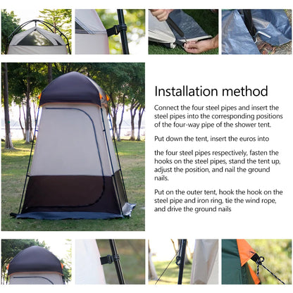 Portable Outdoor Privacy Shower Tent Double-Layer Sun Shelter for Camping Dressing Changing Room Toilet Hiking Fishing Picnic