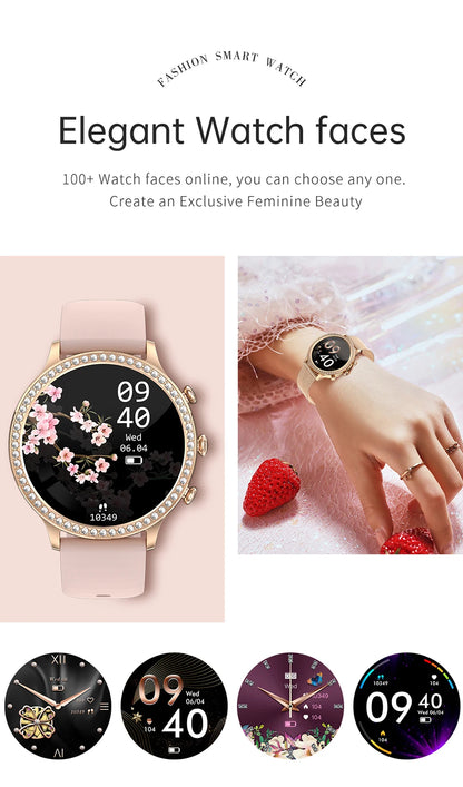 LIGE Fashion Smart Watch For Lady Bluetooth Call Blood Pressure DIY Custom Dial Sport Bracelet Waterproof Men Smartwatch Women