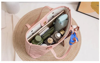 Large Capacity Lingge Embroidery Bag New Trendy Simple Scarf Tote Bag Hot Selling One Shoulder Bucket Bag Bags for Women