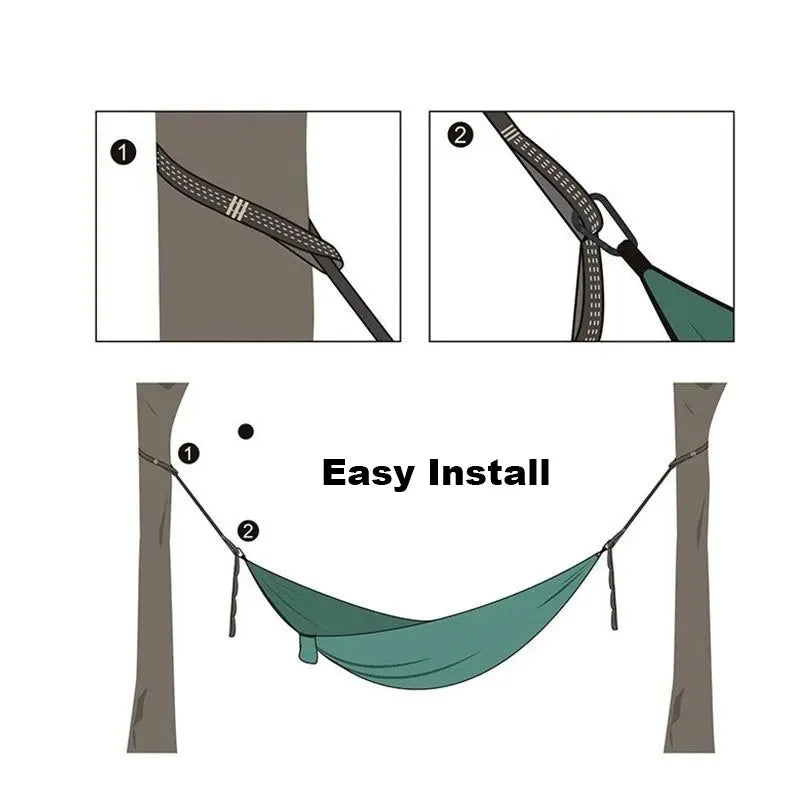 Single Person Portable Outdoor Camping Hammock With Nylon Color Matching Hammock High Strength Parachute Fabric Hanging Bed