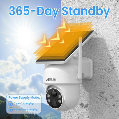 ANRAN 2K 3/5MP Solar Camera 2.4G Wifi Surveillance Security Cameras Home Protection Sloar Battery Cameras PIR Humanoid Detection