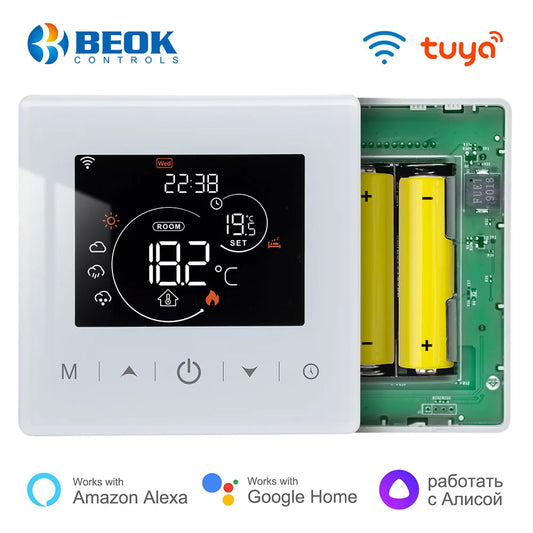 Beok Wifi Heating Battery Thermostat Smart Life Gas Boiler Thermoregulator Smart Home with Alexa Google Home