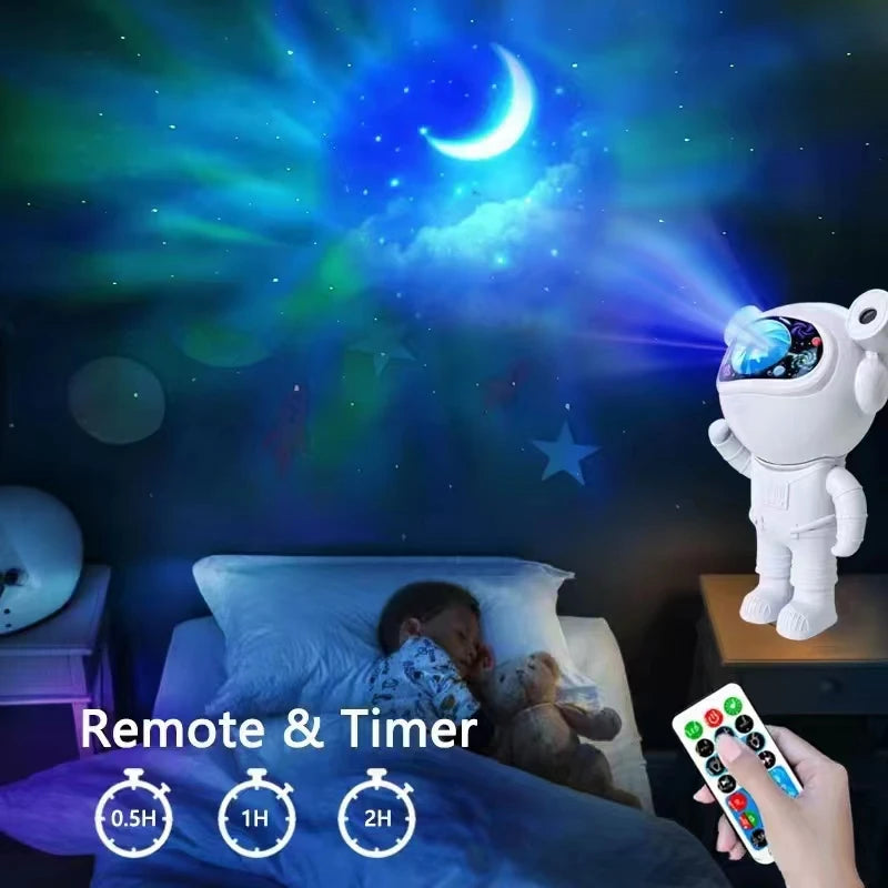 Bluetooth Astronaut Star Light Projector LED Bedroom Ambiance Night Light Aurora Moon Nebula Galaxy Lighting for Kids