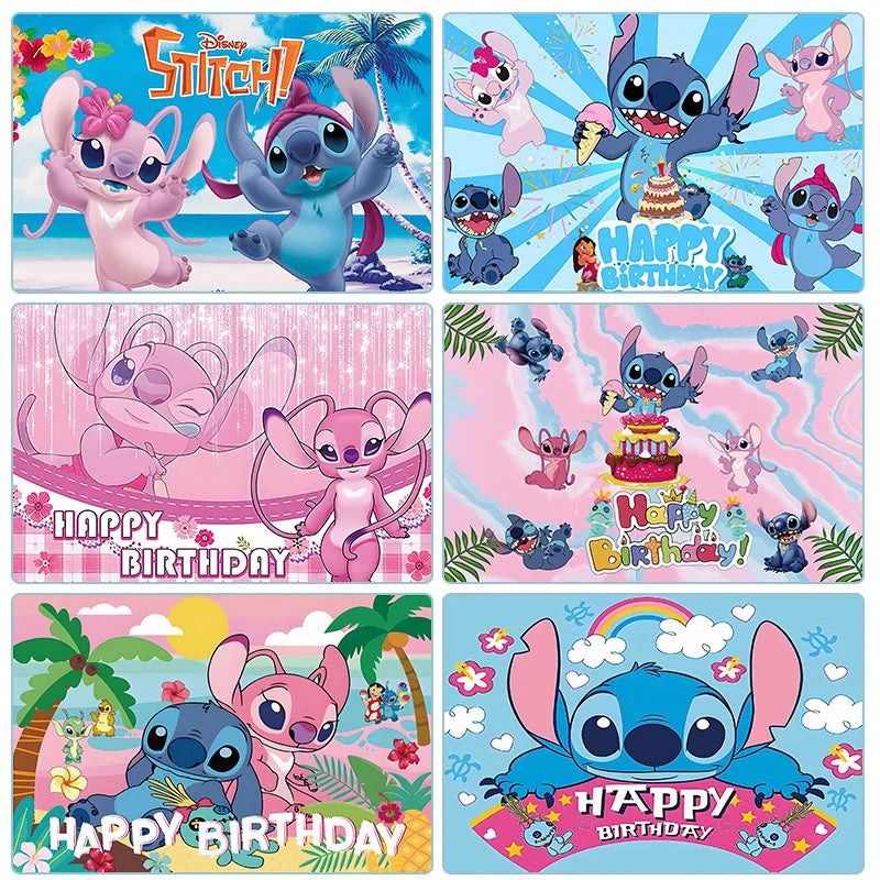 Disney Lilo And Stitch Theme Backdrop Children's Birthday Party Decorations Baby Shower Hula Girls Party Props Banner Shooting