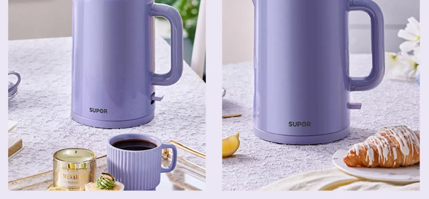 Purple Electric Kettle Boiling Water 304Stainless Steel Automatic Power Antidry Double anti-scald 1500w 1.5L