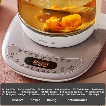 Bear Electric Kettle Multifunction Health Pot 1.5L Desert Flower Tea Stew Soup Porridge Cooker 24H Reservation For Kitchen