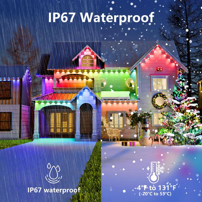 Permanent Outdoor Lights Smart RGBIC Eaves LED Lights Festival Flashing Lighting Fairy String for Christmas Holiday Decorations