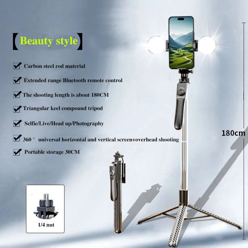 Selfie Stick Travel Portable Mobile Phone Selfie Stick Artifact 360 Degree Universal Axis Rotating Landing Tripod ﻿