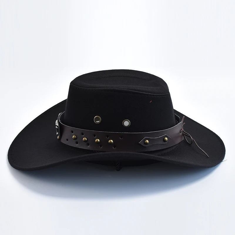 Artificial Suede Western Cowboy Hats Vintage Big-edge Gentleman Cowgirl Jazz Hat Holidays Party Cosplay Hat