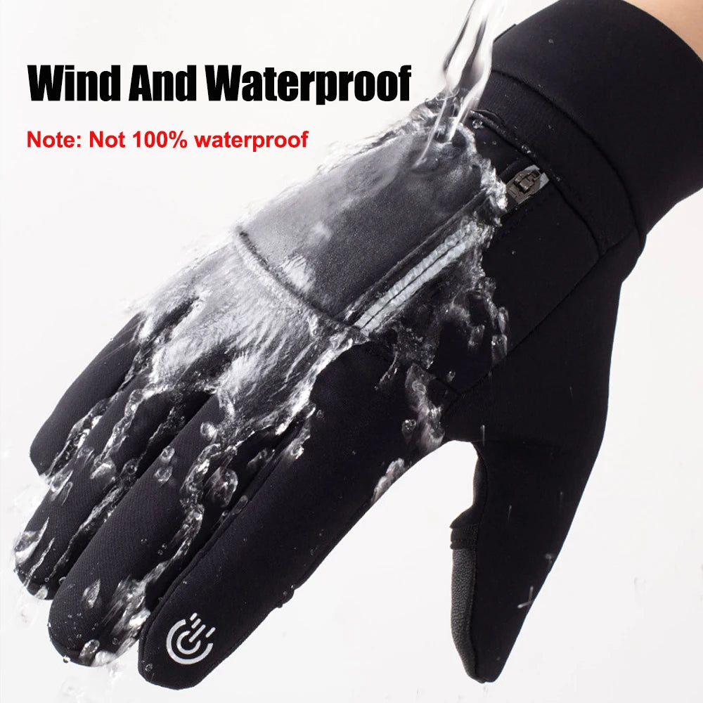 Winter Warm Gloves Flip Over Expose Two Fingers Gloves Waterproof Windproof Touch Screen Gloves Cycling Ski Fishing Gloves