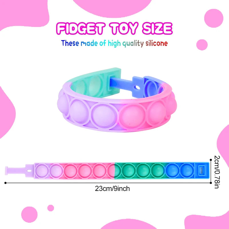 72/12Pcs Pop Bubble Bracelets Kids Fidget Sensory Toy Gift Children Birthday Party Favors Goodie Bag Pinata Filler Stress Relief