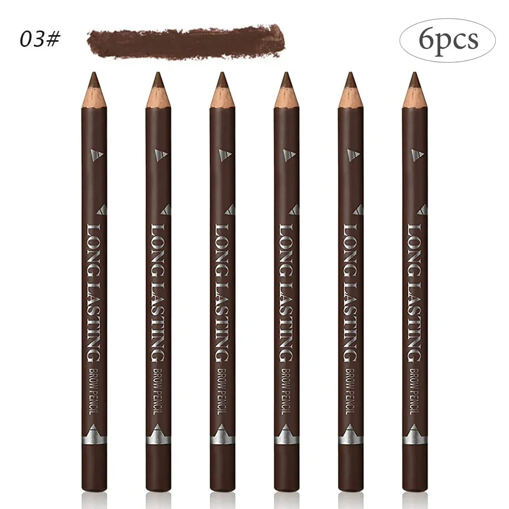 6pcs Eyebrow Eyeliner Pencils Makeup Pen Black Waterproof Eye Brow Pencil Long-lasting Nice Color Eye Brow Gel Pen Makeup Tools