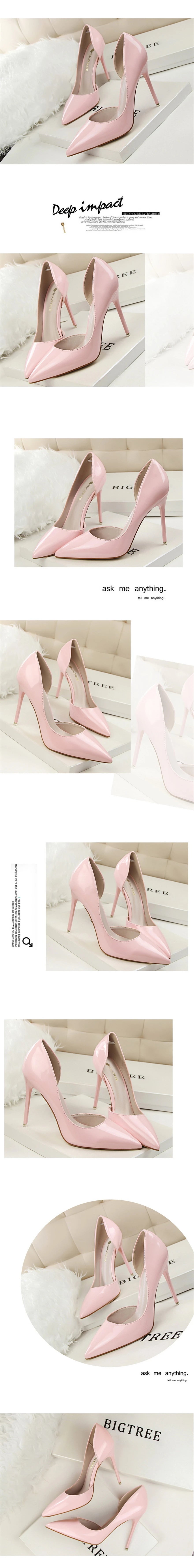 BIGTREE Shoes New Patent Leather Woman Pumps Pointed Stiletto Fashion Women Work Shoes Sexy Cut-Outs High Heel Shoe Ladies Party