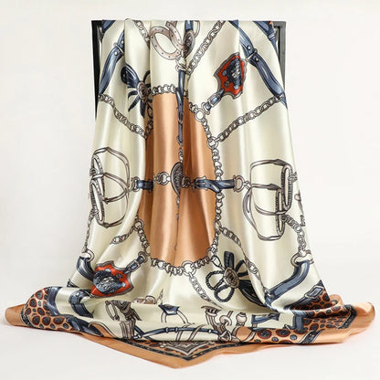 90*90cm Luxury quality silk spring autumn women new printing scarves fashion sunscreen large size shawl tourism seaside muffler