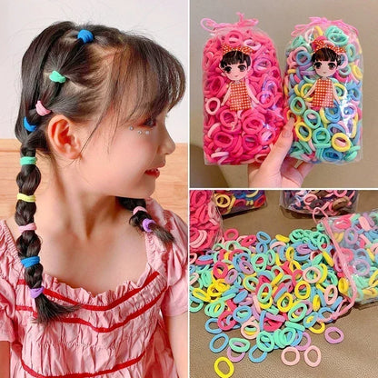 Women Girls Colorful Nylon Elastic Hair Bands Ponytail Hold Small Hair Tie Rubber Bands Scrunchie Fashion Kids Hair Accessories