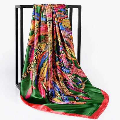 90*90cm Luxury quality silk spring autumn women new printing scarves fashion sunscreen large size shawl tourism seaside muffler