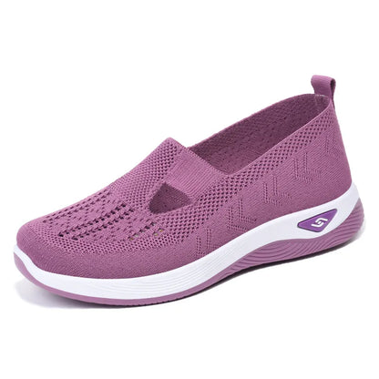 Women's shoes, breathable and comfortable in spring and summer, single shoes for mothers, soft soles, casual blue mesh shoes