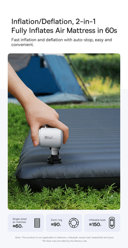 Baseus Air Pump Wireless Air Compressor Camping Inflatable Deflate Beds Mats Swimming Ring Mini Portable Outdoor Inflator Pump