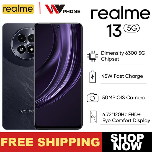 realme 13 5G Smartphone 6.72" 120Hz Display 50MP OIS Camera 120Hz LCD Eye Comfort Display 45W Fast Charge 5000mAh Battery IP64