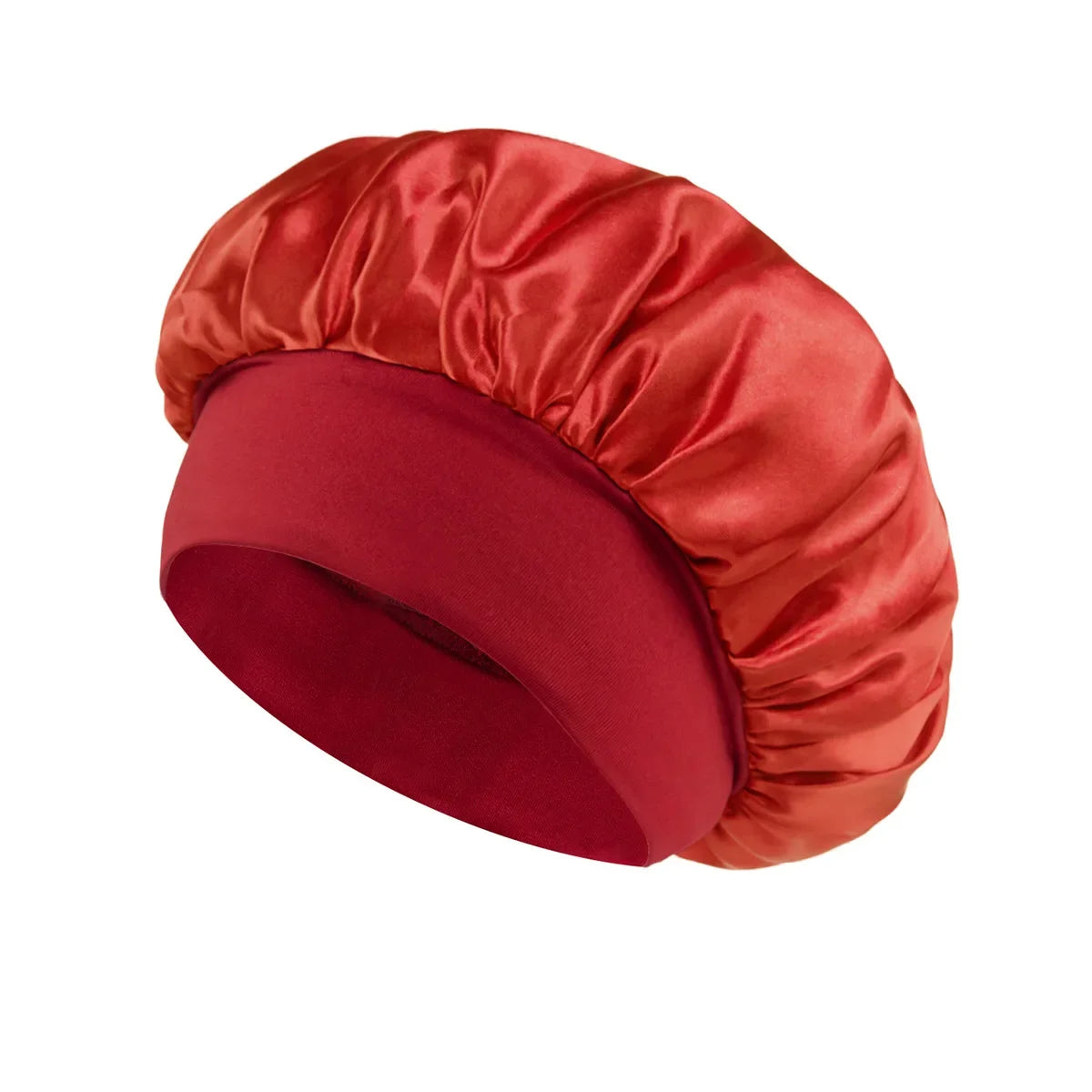 Women Satin Bonnet Hair Bonnet for Sleeping Hair Care Silk Bonnets Solid Wide-brimmed Sleeping Hat with Elastic Soft Band