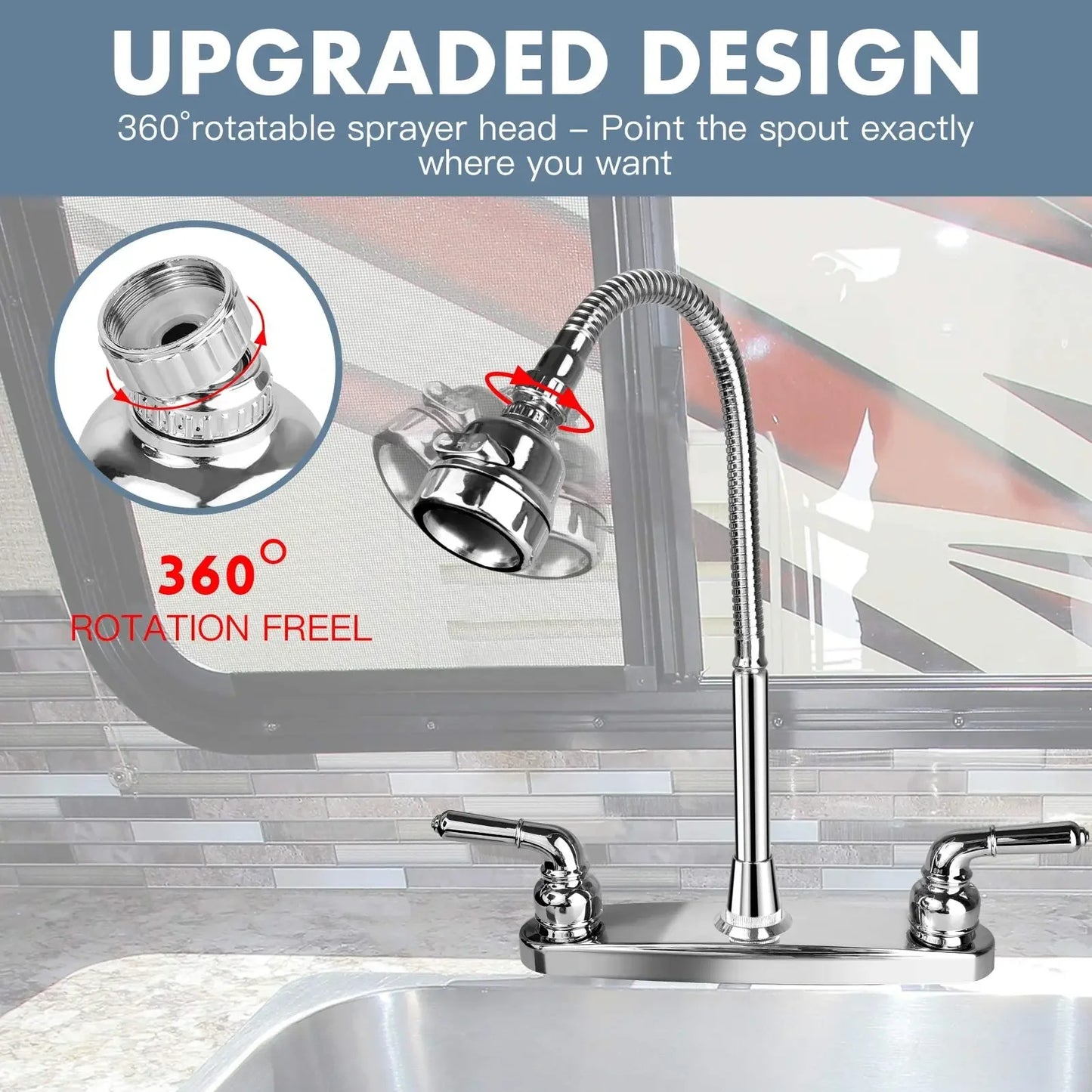 South American RV Kitchen Faucets Dual Port Faucet Kitchen Splashproof Faucet Replacement Sink Faucets Kitchen Accessories