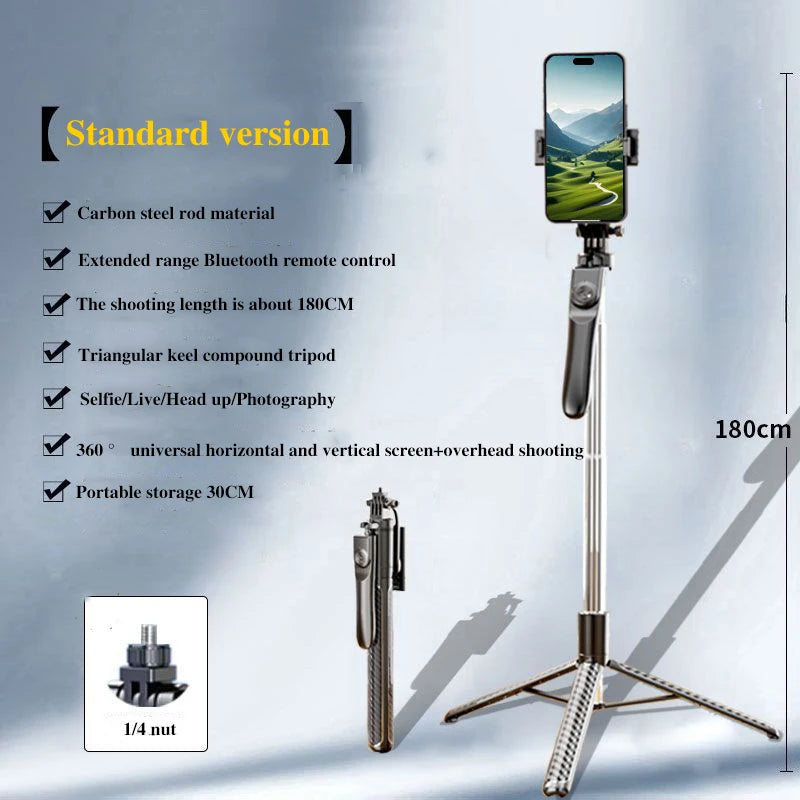 Selfie Stick Travel Portable Mobile Phone Selfie Stick Artifact 360 Degree Universal Axis Rotating Landing Tripod ﻿