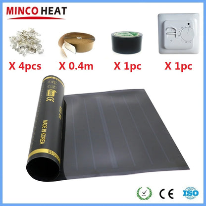 50cmX4m 2m2 Infrared Graphene PTC Heating Film Warm Floor Mat With WiFi Thermostat Temperature Controller