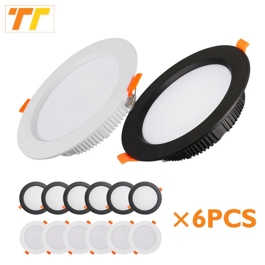 6pcs LED Downlight 5W 7W 9W 12W 15W 18W Ceiling Spot Light Recess Lamp Warm White/Cold AC220V-240V