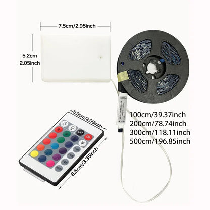 LED Strip Lights 3AA Battery 5V 5050SMD Flexible RGB RibbonLed Light For Room Vanity,Computer,Wine Cabinet,Wardrobe