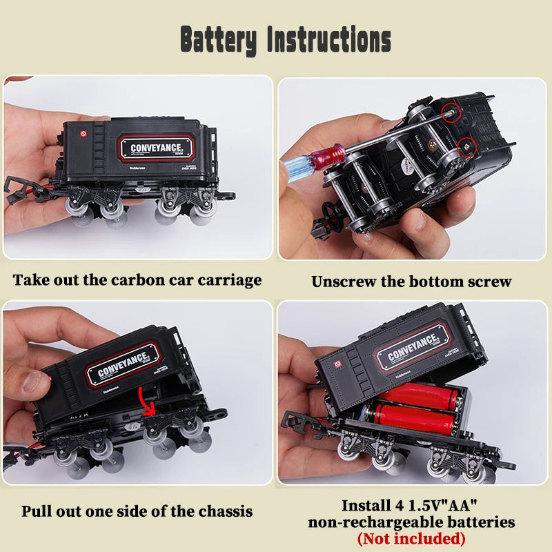 Classical Battery Operate Electric Railway Train Steam Locomotive Set Adding Water to Smoke Train Toys with Light&Sound   ﻿