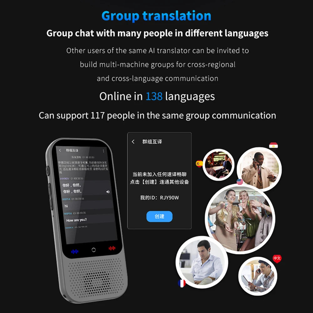 S80 Pro Portable Language Translator Device with 138 Languages Voice Translating 16 Offline Translation ChatGPT Function