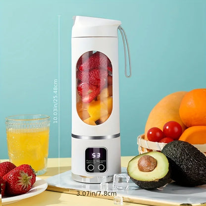 450ml Portable Juicer with LED Digital Display USB Charging Outdoor Juicing Cup Home Multifunctional 12-Blade Blender 1500mAh