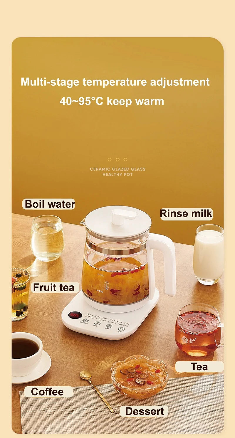 1.8L Health Pot Household Thickened Glass Multi-function Tea Maker Flower Tea Black Tea Appointment Insulation Mini Kettle 220V