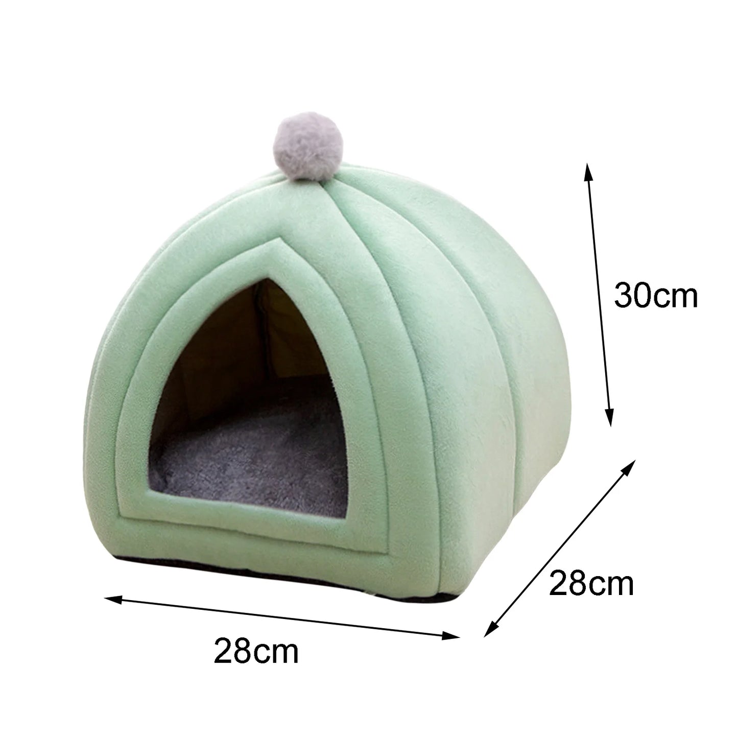 Cute Pet Cat Bed Semi Closed Dog House Sofa Nest Velvet Washable Puppy Kennel Warm Comfortable Tent for Indoor Outdoor