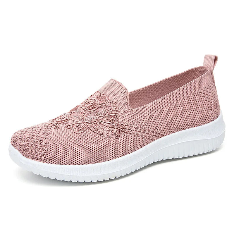 Summer Soft Embroidery Women's Flat Shoes Knitted Breathable Shoes Women's Chinese Flower Casual Shoes 2023 New shoes for women