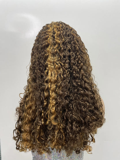 10-20 Inch 13x4 Lace Frontal Hair Wigs Curly Brazilian Remy Human Hair Wigs Natural Bouncy 300% Density Hair Wig for Black Women