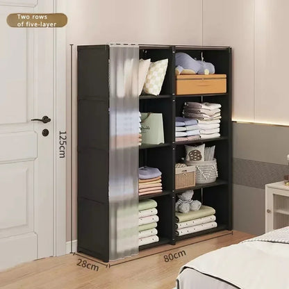 6/5 Layers Dustproof Wardrobe High Capacity Partition Bookshelf Bedroom Open Simple Assembly Storage Cabinet Bedroom Furniture