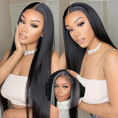 13x4 Lace Front Human Hair Wig Transparent Lace Frontal Wigs For Black Women Short Bob Wig Glueless Remy Straight Natural Wig