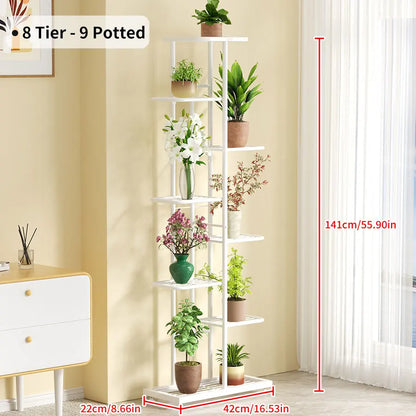 Cordlal Shining Stand For Flowers Iron 6/7/8Layers Plant Holder Storage Shelf Pot Rack Organizer Home Garden Decoration