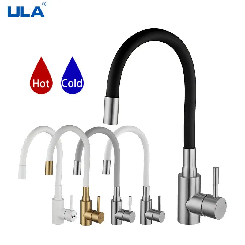 ULA Stainless Steel Kitchen Faucet Kitchen Sink Faucet Hot Cold Water Sink Mixer Tap Colorful Hose Tap Crane Torneira