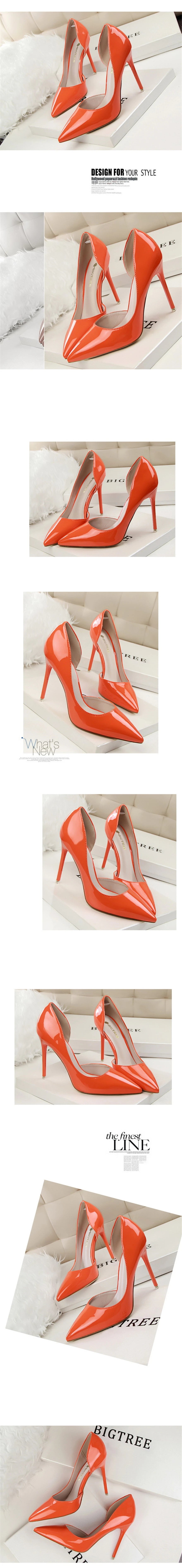 BIGTREE Shoes New Patent Leather Woman Pumps Pointed Stiletto Fashion Women Work Shoes Sexy Cut-Outs High Heel Shoe Ladies Party