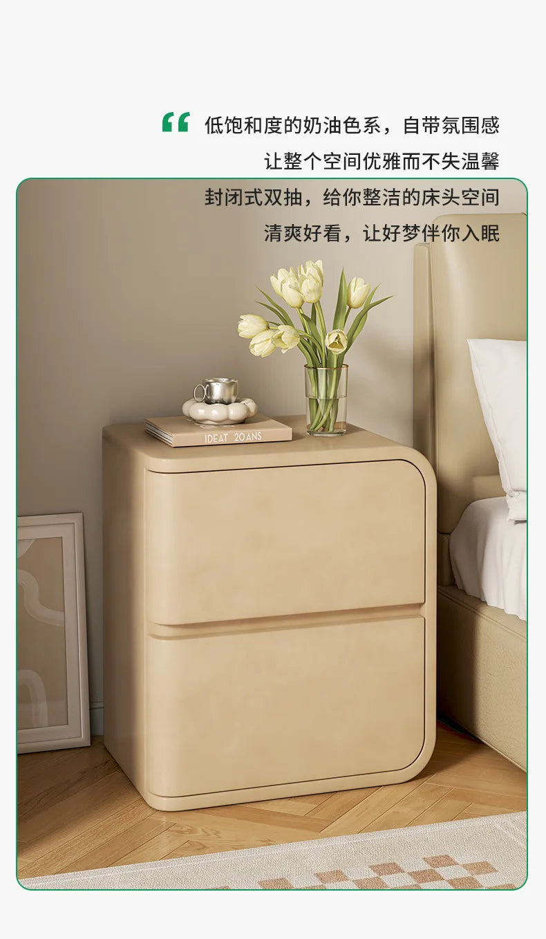 Bedroom Bedside Table Light Luxury Small Solid Wood Bedside Table Simple Modern Home Bedroom Storage Cabinet Large Capacity