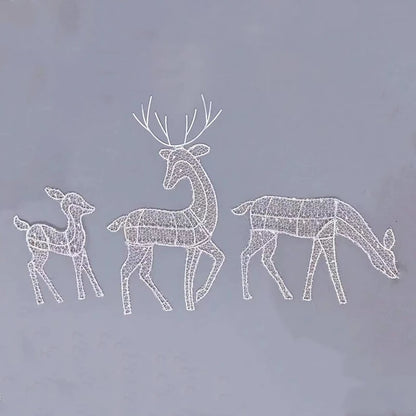 3pcs Iron Art Elk Deer Christmas Garden Decoration With LED Light Glowing Glitter Reindeer Xmas Home Outdoor Yard Ornament Decor