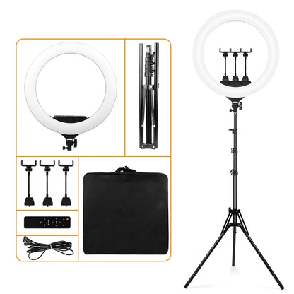 22inch Photo Rings Light With 2M Tripd 3200-6500K Color Temperature Brightness Lamp for Studio Shooting /Streaming Live