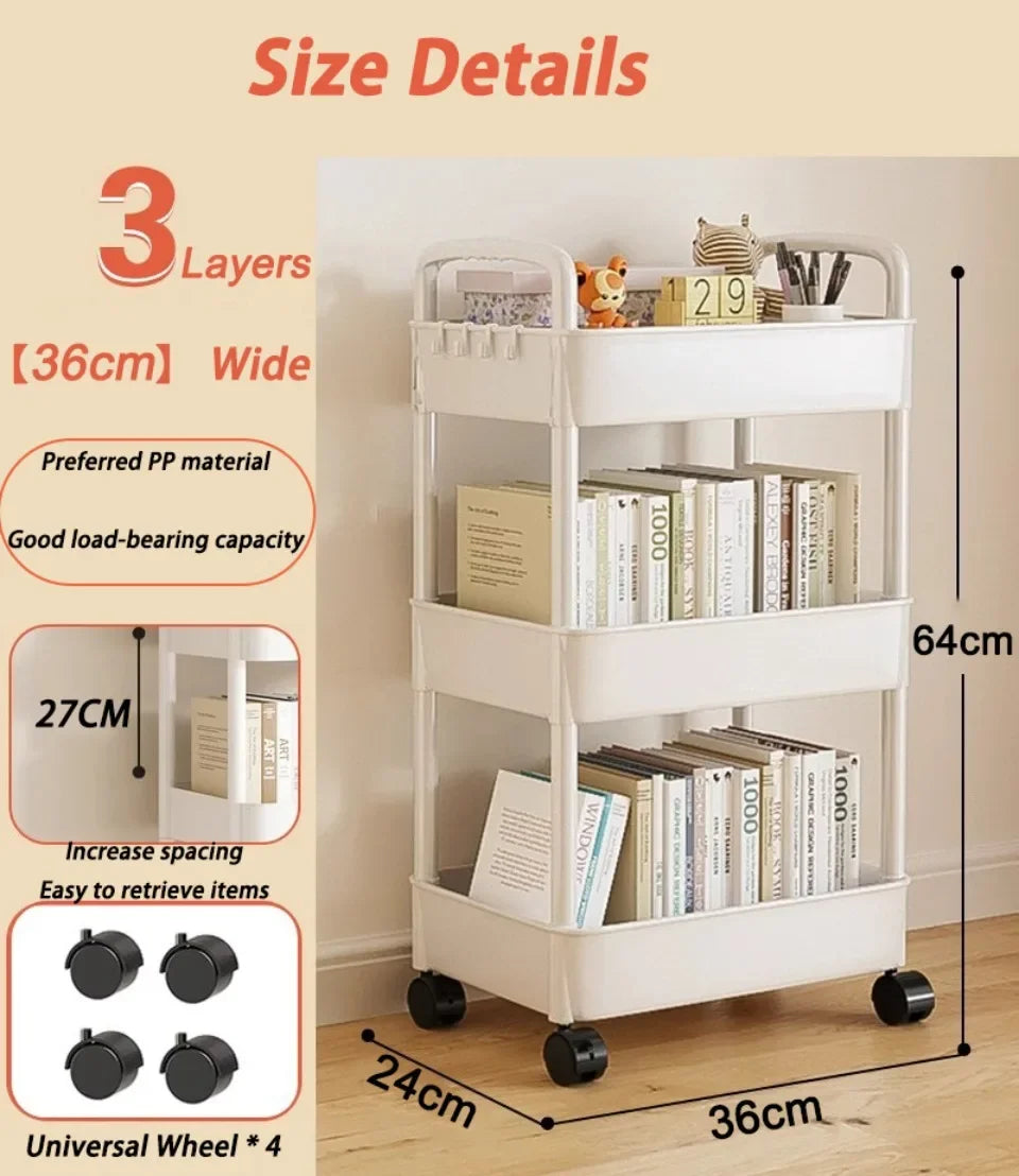 Mobile Storage Rack Trolley Kitchen Organizers And Storage Rack Household Bathroom Cart Multifunctional Multi Storey Bookshelf