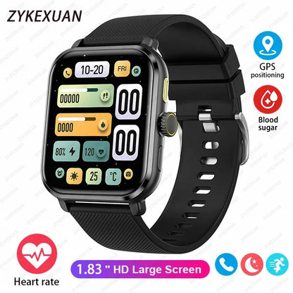 2024 New Smart Watch For Women Men Gift 1.83" Screen Full Touch Sport Fitness Watches Bluetooth Call Blood Sugar Smartwatch+Box