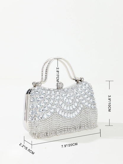 Gorgeous and shiny diamonds rhinestones tassels handle evening bags for party and wedding