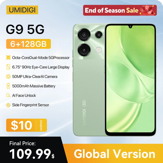 [World Premiere] UMIDIGI G9 5G Smartphone 5G Android 14  8-Core 6GB 256GB 6.75” 90Hz HD+ 50MP 5000mAh 18W Charging 5G cellphone