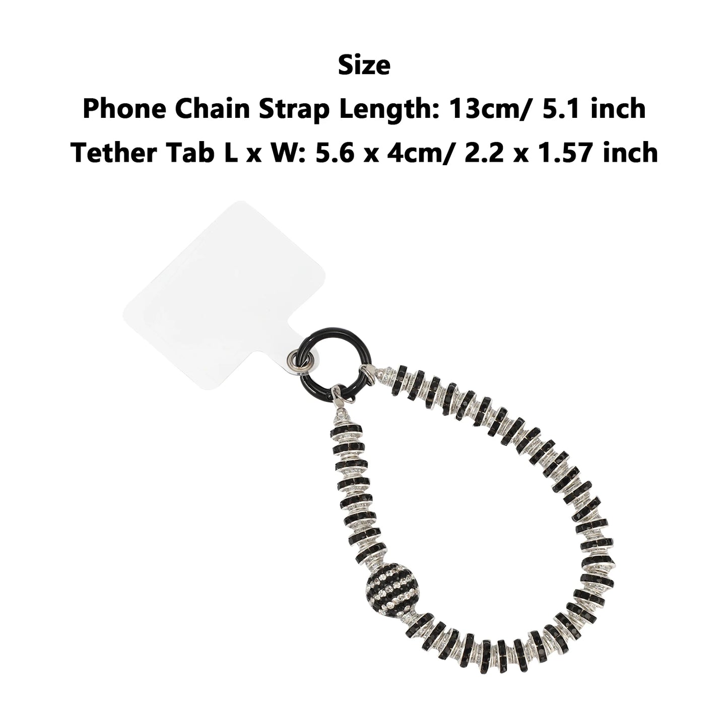 Women Cell Phone Sparkling Lanyard Pearls Beads Diamond Phone Straps with Tether Tab Phone Case Chain Hands-Free Wrist Strap