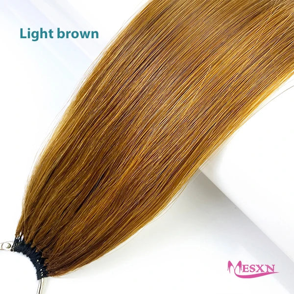 MESXN Third  Feather New hair extensions Straight Natural Real Human Hair Microring Hair Extensions  Brown Blonde  for salon